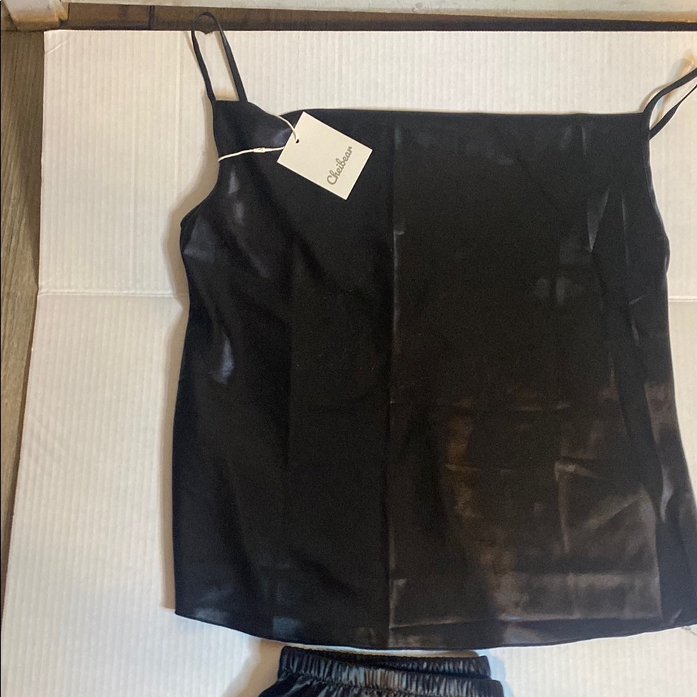 Chic Black Satin Cami Top by